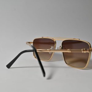 elite gold square frame sunglasses – luxury unisex eyewear with gradient brown lenses